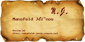 Mansfeld János névjegykártya